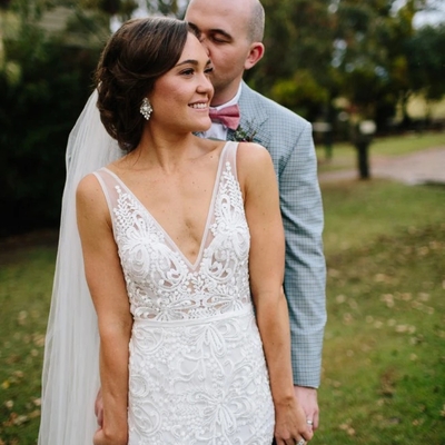 Chic v neck sleeveless mermaid lace wedding dress bridal gowns - Thumbnail 3