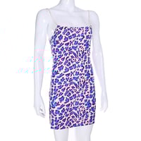 Cute Purple Leopard Spaghetti Strap Backless Mini Dress Party E-Girl Kawaii Korean Japanese Harajuku Chinese Retro Streetwear Aesthetic - Thumbnail 6