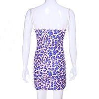 Cute Purple Leopard Spaghetti Strap Backless Mini Dress Party E-Girl Kawaii Korean Japanese Harajuku Chinese Retro Streetwear Aesthetic - Thumbnail 8
