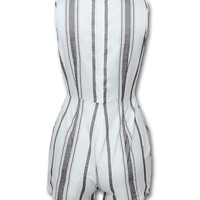 Women'S Sleeveless Striped Slim Fit Slit Jumpsuit - Thumbnail 4