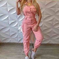 Solid Color Sleeveless Casual Jumpsuit - Thumbnail 1