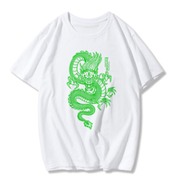 Cute Chinese Dragon Oversized Punk Goth Print Short Sleeve Shirt Tee T-shirt E-Girl Kawaii Korean Japanese Harajuku Chinese Retro Streetwear Aesthetic - Thumbnail 1