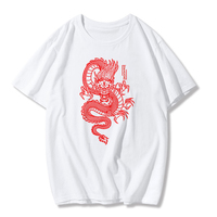 Cute Chinese Dragon Oversized Punk Goth Print Short Sleeve Shirt Tee T-shirt E-Girl Kawaii Korean Japanese Harajuku Chinese Retro Streetwear Aesthetic - Thumbnail 4
