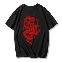 Cute Chinese Dragon Oversized Punk Goth Print Short Sleeve Shirt Tee T-shirt E-Girl Kawaii Korean Japanese Harajuku Chinese Retro Streetwear Aesthetic - Thumbnail 6
