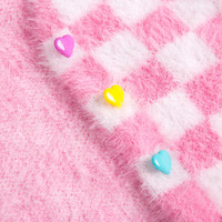 Cute Plaid Checkered Crop Sweater Cardigan Top Long Sleeve Knit E-Girl Kawaii Korean Japanese Harajuku Chinese Retro Streetwear Aesthetic - Thumbnail 9