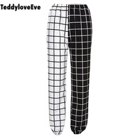 Cute Contrast Cargo Pant Loose Waist Plaid Checkered Trouser Jogger E-Girl Kawaii Korean Japanese Harajuku Chinese Retro Streetwear Aesthetic - Thumbnail 5