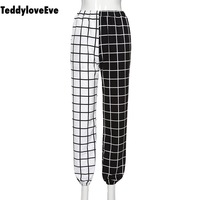 Cute Contrast Cargo Pant Loose Waist Plaid Checkered Trouser Jogger E-Girl Kawaii Korean Japanese Harajuku Chinese Retro Streetwear Aesthetic - Thumbnail 6