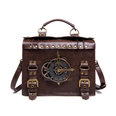 Steampunk leather crossbody bag