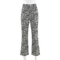 Cute Zebra Animal Print Elegant Pant High Waisted Trouser Bottoms T E-Girl Kawaii Korean Japanese Harajuku Chinese Retro Streetwear Aesthetic - Thumbnail 1