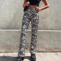 Cute Zebra Animal Print Elegant Pant High Waisted Trouser Bottoms T E-Girl Kawaii Korean Japanese Harajuku Chinese Retro Streetwear Aesthetic - Thumbnail 9