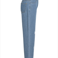 Cute Flower Daisy Denim Chic High Waisted Vintage Jean Pants Trouser E-Girl Kawaii Korean Japanese Harajuku Chinese Retro Streetwear Aesthetic - Thumbnail 5