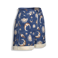 Cute Sun Moon Star Planet Pattern Loose Denim Shorts Bottom E-Girl Kawaii Korean Japanese Harajuku Chinese Retro Streetwear Aesthetic - Thumbnail 2