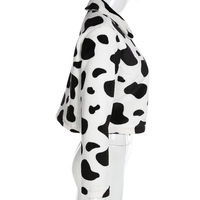 Cute Cow Animal Print Faux Fur Coat Jacket Zipper Sweater Jumper Casual E-Girl Kawaii Korean Japanese Harajuku Chinese Retro Streetwear Aesthetic - Thumbnail 6