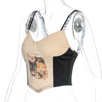 Cute Cat Graphic Vintage Lace Spaghetti Strap Crop Top Shirt Tee T-shirt E-Girl Kawaii Korean Japanese Harajuku Chinese Retro Streetwear Aesthetic - Thumbnail 9