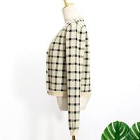 Cute 2 Pcs Gingham Plaid Sweater Knit Button Up Crop Top Shirt Tee T-shirt E-Girl Kawaii Korean Japanese Harajuku Chinese Retro Streetwear Aesthetic - Thumbnail 5