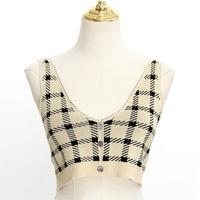 Cute 2 Pcs Gingham Plaid Sweater Knit Button Up Crop Top Shirt Tee T-shirt E-Girl Kawaii Korean Japanese Harajuku Chinese Retro Streetwear Aesthetic - Thumbnail 7