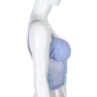 Cute Sexy Mermaid Patchwork Mesh Frill Bow Crop Top Shirt Tee T-shirt E-Girl Kawaii Korean Japanese Harajuku Chinese Retro Streetwear Aesthetic - Thumbnail 2