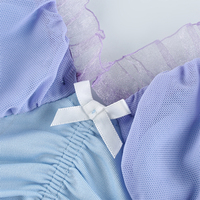 Cute Sexy Mermaid Patchwork Mesh Frill Bow Crop Top Shirt Tee T-shirt E-Girl Kawaii Korean Japanese Harajuku Chinese Retro Streetwear Aesthetic - Thumbnail 6