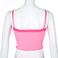 Cute Sexy Lace Patchwork Camisole Spaghetti Strap Crop Top Shirt Tee T-shirt E-Girl Kawaii Korean Japanese Harajuku Chinese Retro Streetwear Aesthetic - Thumbnail 5