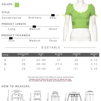 Cute Sexy Neon Green Ribbed Knit Bow Crop Top Short Sleeve Shirt Tee T-shirt E-Girl Kawaii Korean Japanese Harajuku Chinese Retro Streetwear Aesthetic - Thumbnail 2