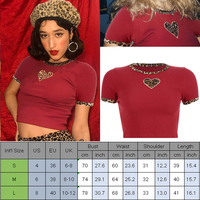 Cute Sexy Leopard Animal Print Heart Crop Top Short Sleeve Shirt Tee T-shirt E-Girl Kawaii Korean Japanese Harajuku Chinese Retro Streetwear Aesthetic - Thumbnail 1