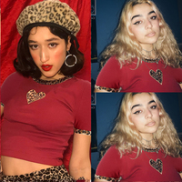 Cute Sexy Leopard Animal Print Heart Crop Top Short Sleeve Shirt Tee T-shirt E-Girl Kawaii Korean Japanese Harajuku Chinese Retro Streetwear Aesthetic - Thumbnail 2