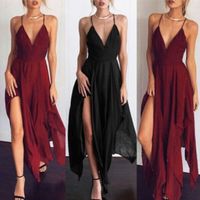 V-neck Backless Sleeveless Chiffon Scales One Piece Dress - Thumbnail 1