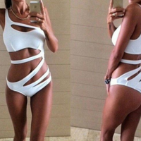 Hollow Out Bandage Swimsuit One Piece Swimsuit - Thumbnail 2