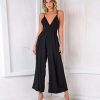 Sexy V-neck Sling Loose Backless Rompers Jumpsuit - Thumbnail 1