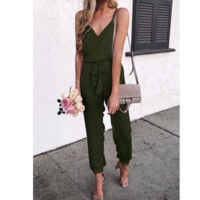 Sling Sexy V-neck Belt Jumpsuit - Thumbnail 2