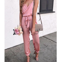 Sling Sexy V-neck Belt Jumpsuit - Thumbnail 1