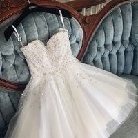 Glitter Sweetheart White Pearls Beading Homecoming Dresses, Cute Junior Hoco Dresses - Thumbnail 1