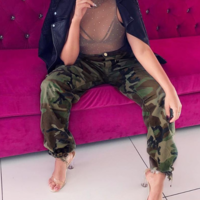 Loose Casual Fashion High Waist Camouflage Tooling Leisure Pants Trousers - Thumbnail 1