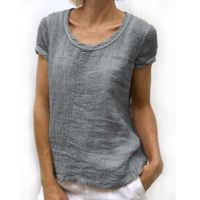 Round Neck Short-Sleeved T-Shirt - Thumbnail 3