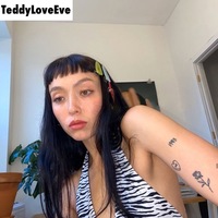 Cute Sexy Zebra Animal Print Sleeveless Halter Crop Top Shirt Tee T-shirt E-Girl Kawaii Korean Japanese Harajuku Chinese Retro Streetwear Aesthetic - Thumbnail 4