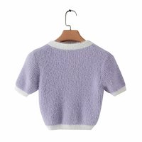 Cute Vintage Sweater Cardigan Knit Crop Top Short Sleeve Shirt Tee T-shirt E-Girl Kawaii Korean Japanese Harajuku Chinese Retro Streetwear Aesthetic - Thumbnail 2
