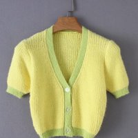 Cute Vintage Sweater Cardigan Knit Crop Top Short Sleeve Shirt Tee T-shirt E-Girl Kawaii Korean Japanese Harajuku Chinese Retro Streetwear Aesthetic - Thumbnail 5