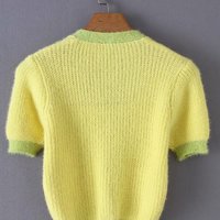 Cute Vintage Sweater Cardigan Knit Crop Top Short Sleeve Shirt Tee T-shirt E-Girl Kawaii Korean Japanese Harajuku Chinese Retro Streetwear Aesthetic - Thumbnail 6