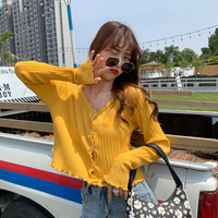 Cute V Neck Knit Casual Thin Sweater Cardigan Shirt Tee T-shirt E-Girl Kawaii Korean Japanese Harajuku Chinese Retro Streetwear - Thumbnail 7