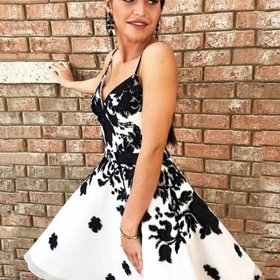 Simple spaghetti strap backless a line short homecoming dress