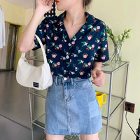 Vintage Floral Flowers Women Blouse Shirt - Thumbnail 3