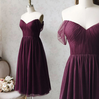 Purple tulle short prom dress party dress - Thumbnail 3