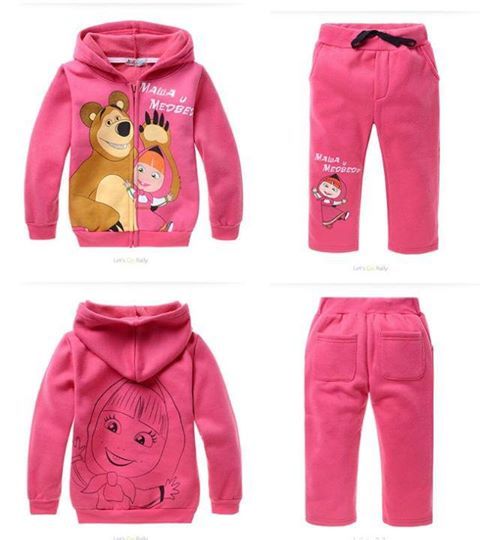 Girls Masha I Medved Sweatsuits. 100% Cotton.