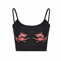 Cute Sexy Casual Dragon Sleeveless Tank Crop Top Shirt Tee T-shirt E-Girl Kawaii Korean Japanese Harajuku Chinese Retro Streetwear Aesthetic - Thumbnail 7