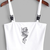 Cute Sexy Dragon Buckle Vest Tube Crop Top Cami Tank Shirt Tee T-shirt E-Girl Kawaii Korean Japanese Harajuku Chinese Retro Streetwear Aesthetic - Thumbnail 3