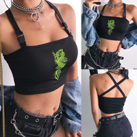 Cute Sexy Dragon Buckle Vest Tube Crop Top Cami Tank Shirt Tee T-shirt E-Girl Kawaii Korean Japanese Harajuku Chinese Retro Streetwear Aesthetic - Thumbnail 5