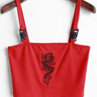 Cute Sexy Dragon Buckle Vest Tube Crop Top Cami Tank Shirt Tee T-shirt E-Girl Kawaii Korean Japanese Harajuku Chinese Retro Streetwear Aesthetic - Thumbnail 9