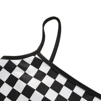 Cute Sexy Black White Checkered Plaid Tank Cami Crop Top Shirt Tee T-shirt E-Girl Kawaii Korean Japanese Harajuku Chinese Retro Streetwear Aesthetic - Thumbnail 5
