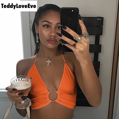 Cute sexy backless bandage halter tank cami crop top shirt tee t-shirt e-girl kawaii korean japanese harajuku chinese retro streetwear aesthetic - Thumbnail 5