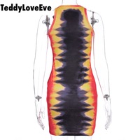 Cute Sexy Tiger Punk Tie Dye Graphic Ribbed Sleeveless Bodycon Dress E-Girl Kawaii Korean Japanese Harajuku Chinese Retro Streetwear Aesthetic - Thumbnail 7